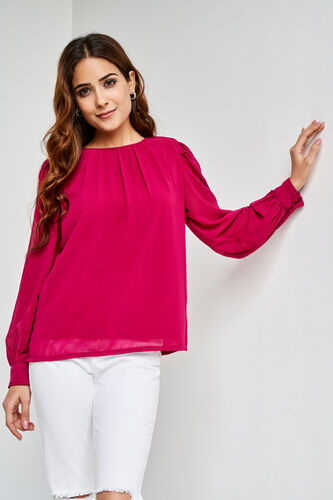 Pink Solid Straight Top, Red, image 3